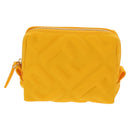 FENDI Zucca Canvas FF Emboss Pouch Nylon Yellow Gold Auth 150880M-3
