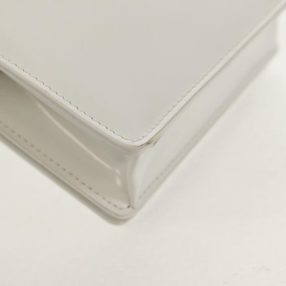 Salvatore Ferragamo Pouch Leather White Silver Auth 150881AV