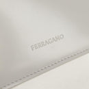 Salvatore Ferragamo Pouch Leather White Silver Auth 150881AV-18