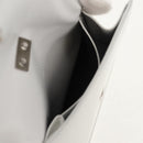 Salvatore Ferragamo Pouch Leather White Silver Auth 150881AV-23