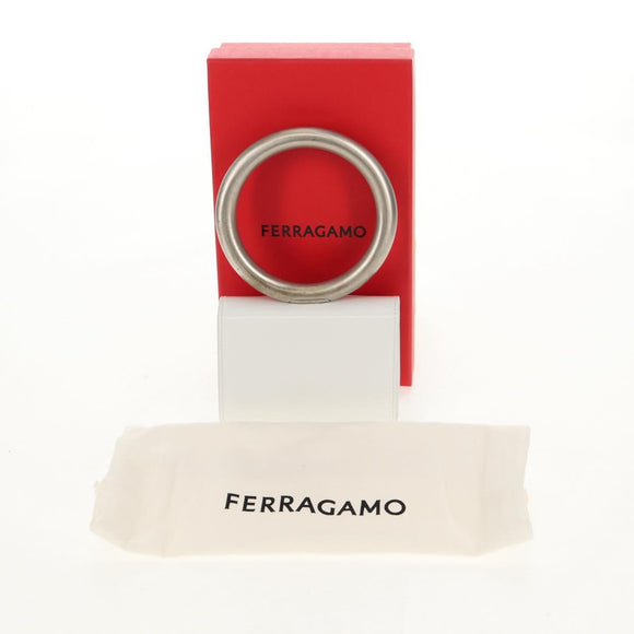 Salvatore Ferragamo Pouch Leather White Silver Auth 150881AV