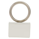 Salvatore Ferragamo Pouch Leather White Silver Auth 150881AV-2