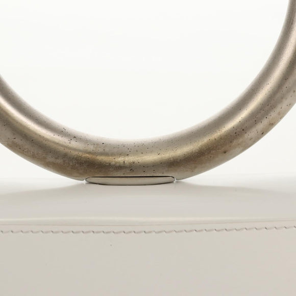 Salvatore Ferragamo Pouch Leather White Silver Auth 150881AV