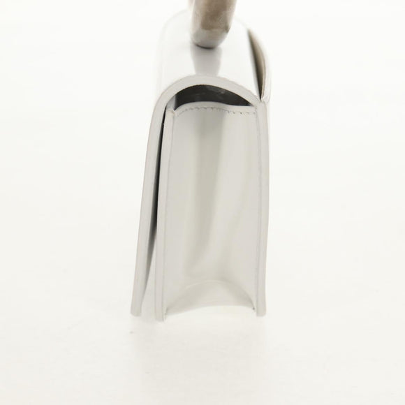 Salvatore Ferragamo Pouch Leather White Silver Auth 150881AV