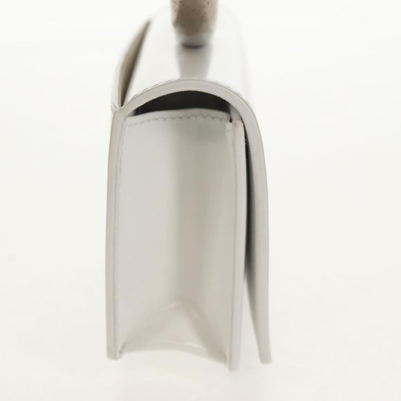 Salvatore Ferragamo Pouch Leather White Silver Auth 150881AV