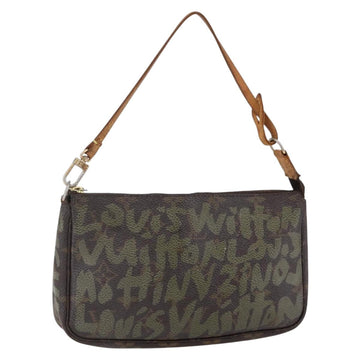 LOUIS VUITTON Graffiti Pochette Accessoires Pouch Khaki M92191 LV Auth 150893
