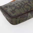 LOUIS VUITTON Graffiti Pochette Accessoires Pouch Khaki M92191 LV Auth 150893-15