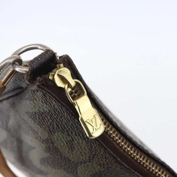 LOUIS VUITTON Graffiti Pochette Accessoires Pouch Khaki M92191 LV Auth 150893