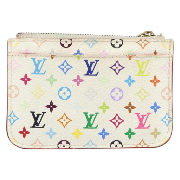 LOUIS VUITTON Monogram Multicolor Pochette ClesNM Purse White M93734 Auth 150900