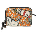 BURBERRY Coin Purse Neck Pouch PVC Beige Silver Auth 150901M-14