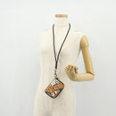 BURBERRY Coin Purse Neck Pouch PVC Beige Silver Auth 150901M-25