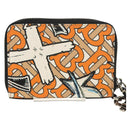 BURBERRY Coin Purse Neck Pouch PVC Beige Silver Auth 150901M-3