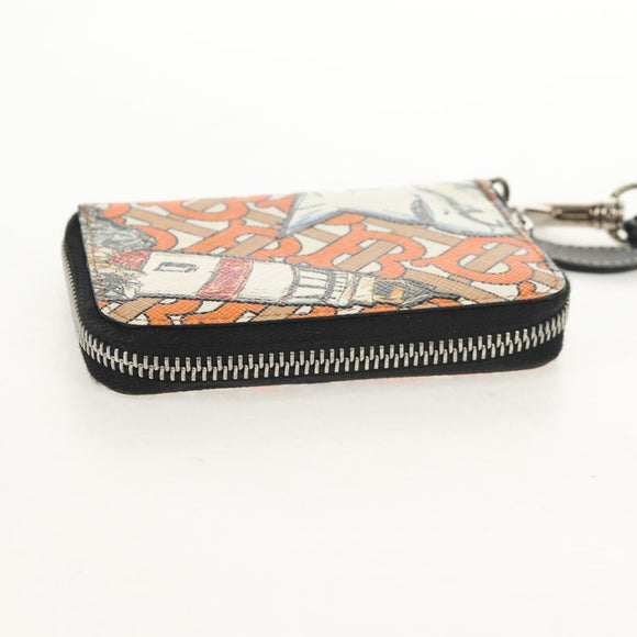 BURBERRY Coin Purse Neck Pouch PVC Beige Silver Auth 150901M