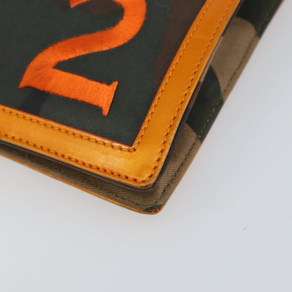 Christian Dior DIORELLA Shoulder Bag Canvas Orange Gold Auth 150905V