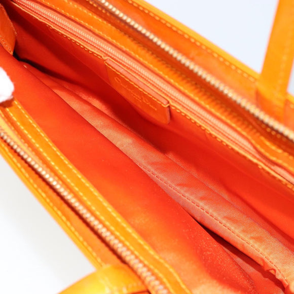 Christian Dior DIORELLA Shoulder Bag Canvas Orange Gold Auth 150905V