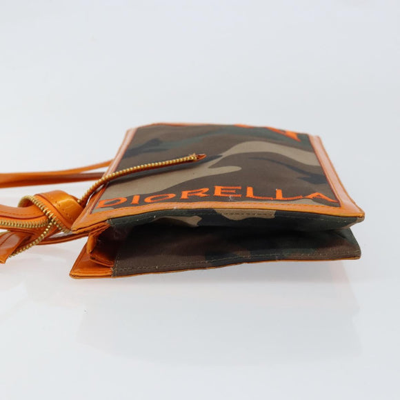 Christian Dior DIORELLA Shoulder Bag Canvas Orange Gold Auth 150905V