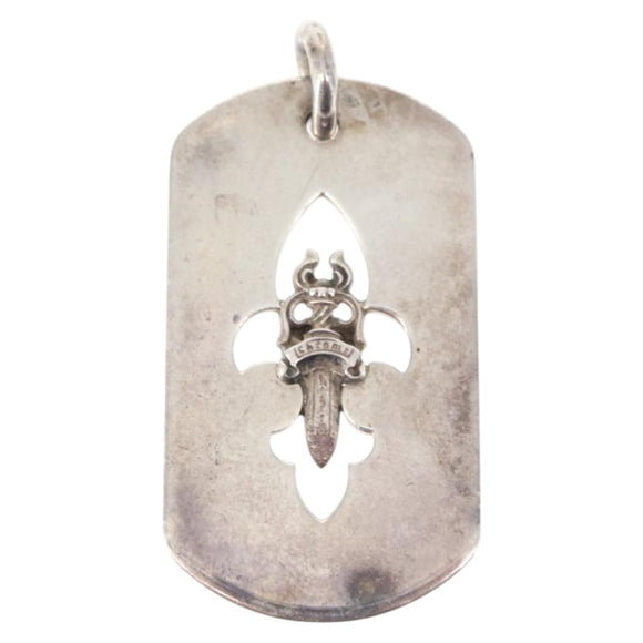 Chrome Hearts Cutout Flare Dagger Dog Tag Pendant Top Ag925 Silver Auth 150920AM