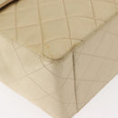 CHANEL Matelasse 34 Chain Shoulder Bag Satin Beige Gold CC Auth 150935-15