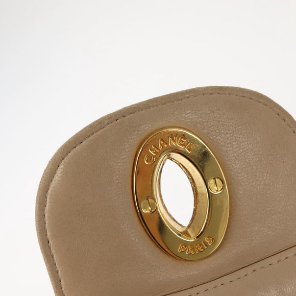 CHANEL Matelasse 34 Chain Shoulder Bag Satin Beige Gold CC Auth 150935