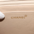 CHANEL Matelasse 34 Chain Shoulder Bag Satin Beige Gold CC Auth 150935-23