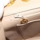 CHANEL Matelasse 34 Chain Shoulder Bag Satin Beige Gold CC Auth 150935-26