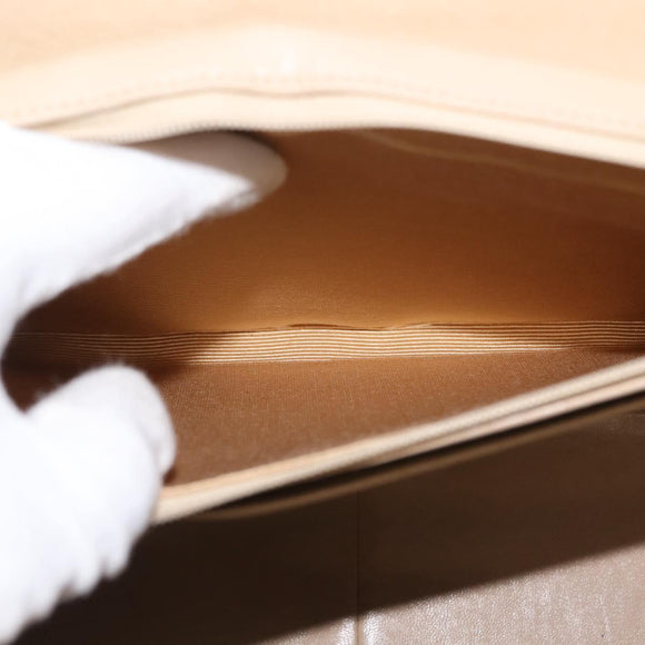 CHANEL Matelasse 34 Chain Shoulder Bag Satin Beige Gold CC Auth 150935