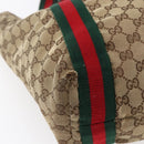 GUCCI GG Canvas Web Sherry Line Tote Bag Beige Red Green 189669 Auth 150943-15