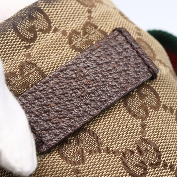 GUCCI GG Canvas Web Sherry Line Tote Bag Beige Red Green 189669 Auth 150943