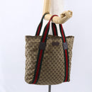 GUCCI GG Canvas Web Sherry Line Tote Bag Beige Red Green 189669 Auth 150943-21