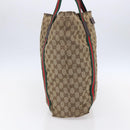 GUCCI GG Canvas Web Sherry Line Tote Bag Beige Red Green 189669 Auth 150943-3
