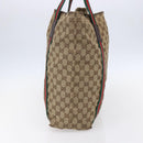 GUCCI GG Canvas Web Sherry Line Tote Bag Beige Red Green 189669 Auth 150943-4