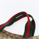 GUCCI GG Canvas Web Sherry Line Tote Bag Beige Red Green 189669 Auth 150943-8