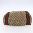 GUCCI GG Canvas Web Sherry Line Tote Bag Beige Red Green 189669 Auth 150943-5