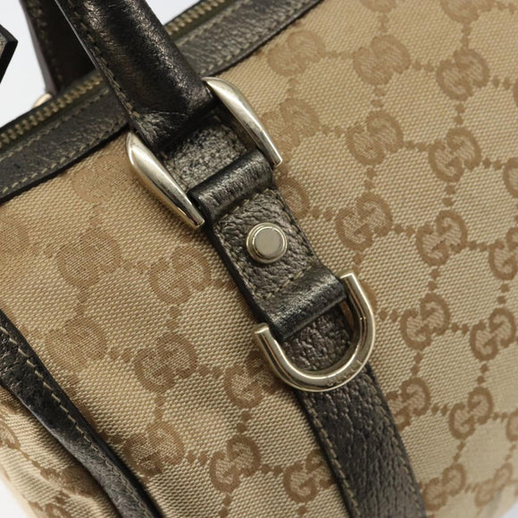GUCCI GG Canvas Abbey Hand Bag Beige Gold 130942 Auth 150945