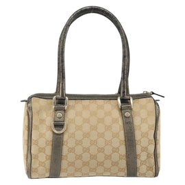 GUCCI GG Canvas Abbey Hand Bag Beige Gold 130942 Auth 150945 - 0