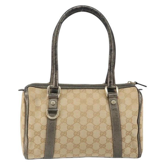 GUCCI GG Canvas Abbey Hand Bag Beige Gold 130942 Auth 150945