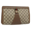 GUCCI GG Supreme Web Sherry Line Clutch Bag PVC Beige Red 89 01 033 Auth 150947-1