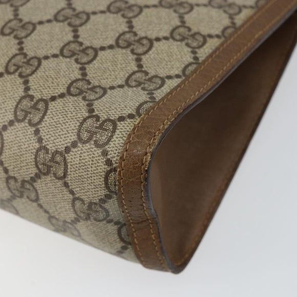 GUCCI GG Supreme Web Sherry Line Clutch Bag PVC Beige Red 89 01 033 Auth 150947