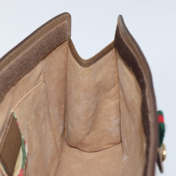 GUCCI GG Supreme Web Sherry Line Clutch Bag PVC Beige Red 89 01 033 Auth 150947