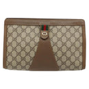 GUCCI GG Supreme Web Sherry Line Clutch Bag PVC Beige Red 89 01 033 Auth 150947-13