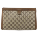 GUCCI GG Supreme Web Sherry Line Clutch Bag PVC Beige Red 89 01 033 Auth 150947-2