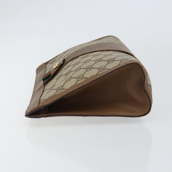 GUCCI GG Supreme Web Sherry Line Clutch Bag PVC Beige Red 89 01 033 Auth 150947