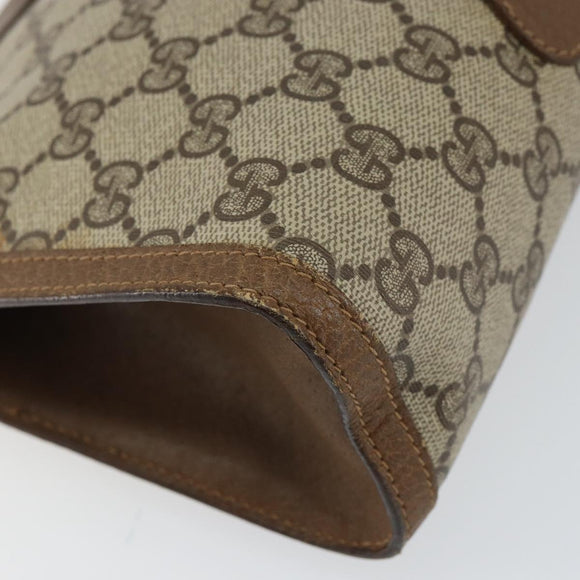 GUCCI GG Supreme Web Sherry Line Clutch Bag PVC Beige Red 89 01 033 Auth 150947