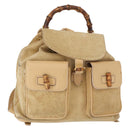 GUCCI Bamboo Backpack Suede Beige Gold 003 58 0016 Auth 150949-1