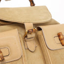 GUCCI Bamboo Backpack Suede Beige Gold 003 58 0016 Auth 150949-18