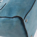 PRADA Hand Bag Suede 2way Turquoise Blue Silver BN2625 Auth 150950-17