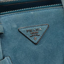 PRADA Hand Bag Suede 2way Turquoise Blue Silver BN2625 Auth 150950-18