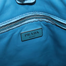 PRADA Hand Bag Suede 2way Turquoise Blue Silver BN2625 Auth 150950-19