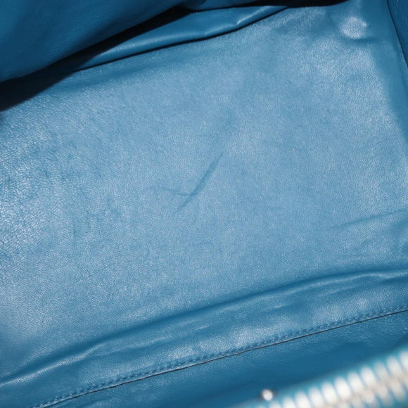 PRADA Hand Bag Suede 2way Turquoise Blue Silver BN2625 Auth 150950