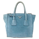 PRADA Hand Bag Suede 2way Turquoise Blue Silver BN2625 Auth 150950-13